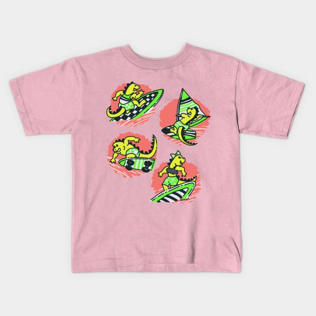 Epic Iguanas (Lemon Lime Version) Kids T-Shirt by Jan Grackle